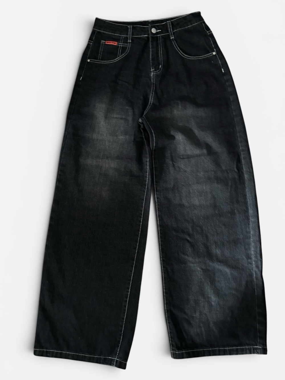 Emmiol Extra Wide Baggy High Waist Black Washed Barrel Jeans Size 28 NWT